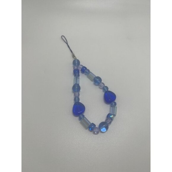 Handmade Blue Beaded Phone Charm | Dark Blue Strap | Phone Accessory - Picture 4 of 4